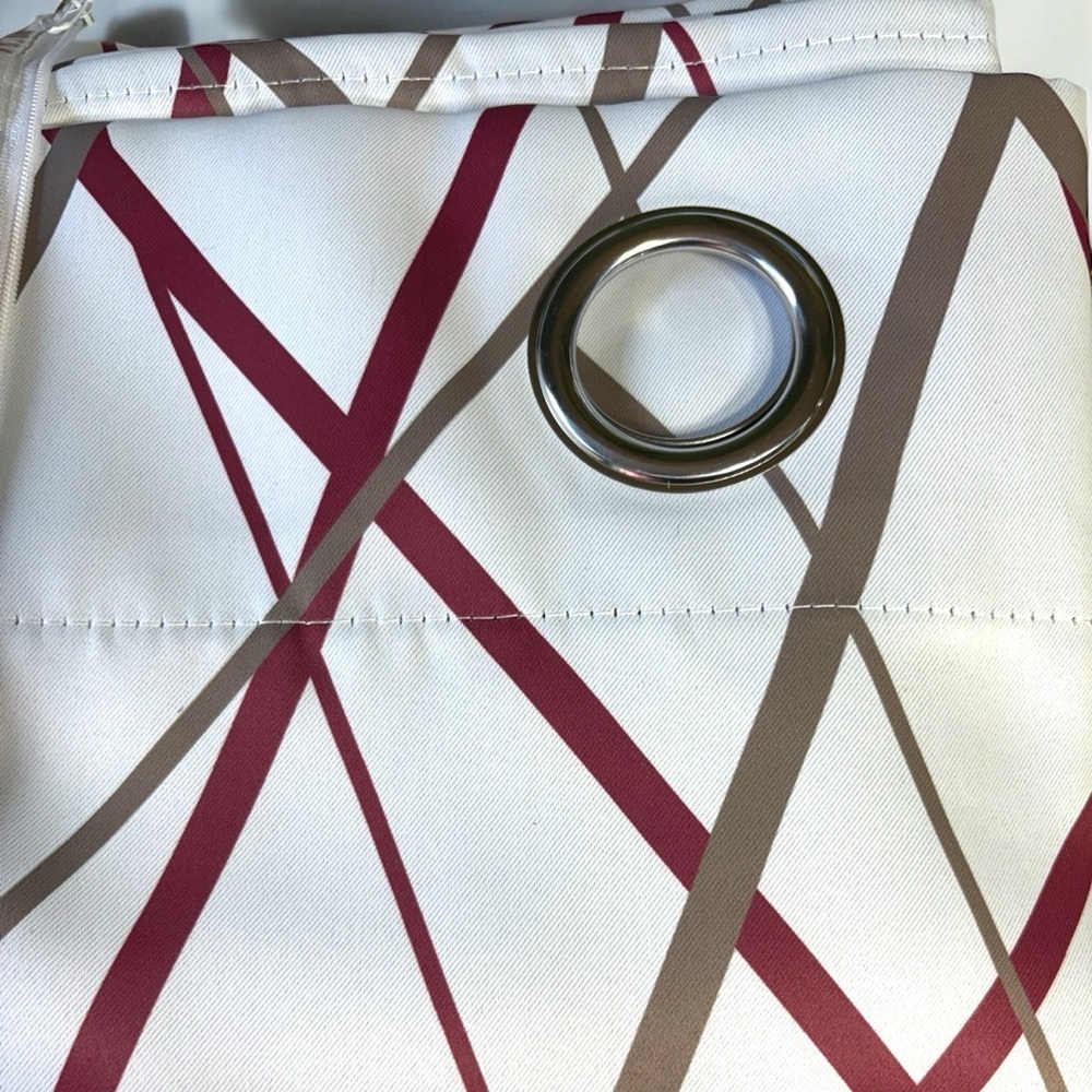 Miulee-NWT pair of 52”x96” silky geometric drapes. Off white/maroon/taupe. NEW!